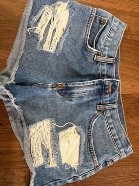 Billabong size 26 Women’s Distressed Rolled Hem Denim Shorts - Blue